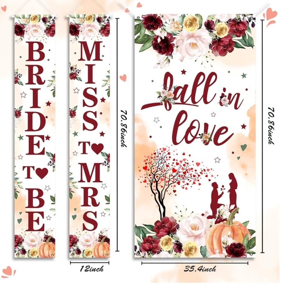 3 Pcs Fall Banner Set - Bridal Shower Decorations - Picture 4 of 6